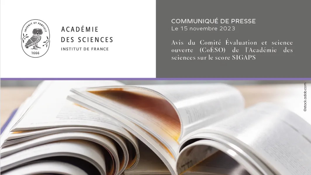 Communiqué de presse | Avis du Comité Évaluation et science ouverte (CoÉSO) de l'Académie des sciences sur le score SIGAPS