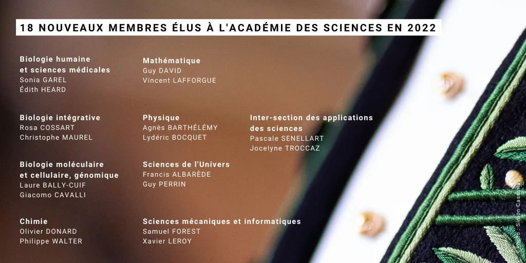 Communiqué de presse : 18 nouveaux membres élus à l’Académie des sciences